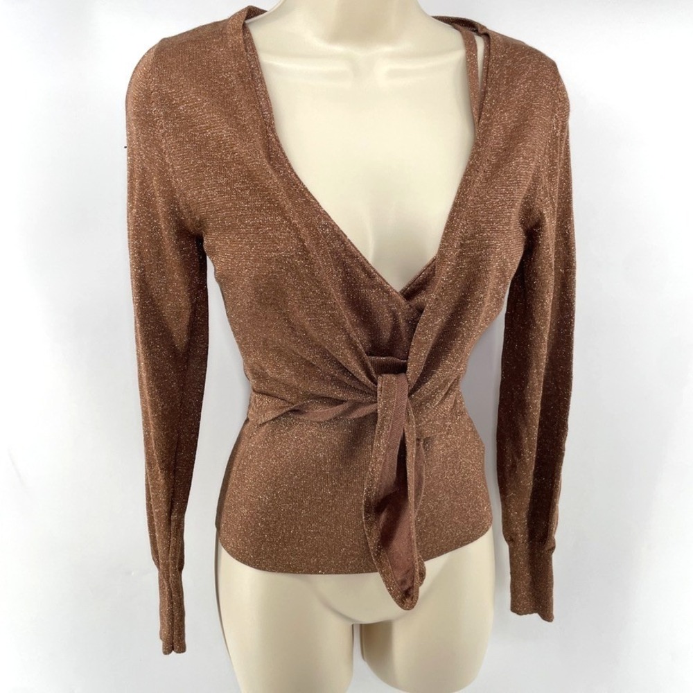 Vtg Y2K Shrug Tank Set Brown Shimmer Knit Ballet Metallic Whimsigoth Grunge Glam